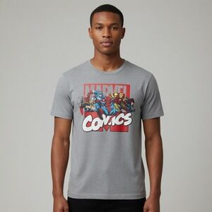 Marvel T-Shirt Mens 2XL Gray Graphic Cotton Blend Avengers Spider-Man Tee